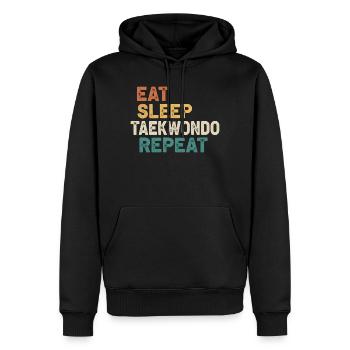 Eat Sleep Taekwondo Repeat - Retro Kampfsport  - Männer Premium Bio Hoodie - Schwarz - Vorne - Nico (187cm)