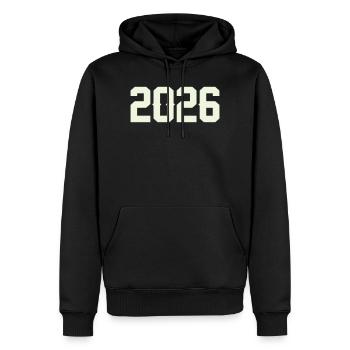 2026 - Men’s Premium Organic Hoodie - black - Front - Nico (187cm)