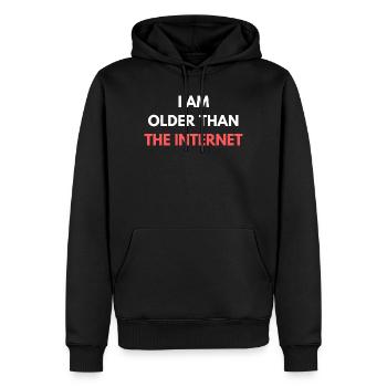 Ich bin älter als das Internet, lustige Sprüche, Zitate. - Männer Premium Bio Hoodie - Schwarz - Vorne - Nico (187cm)