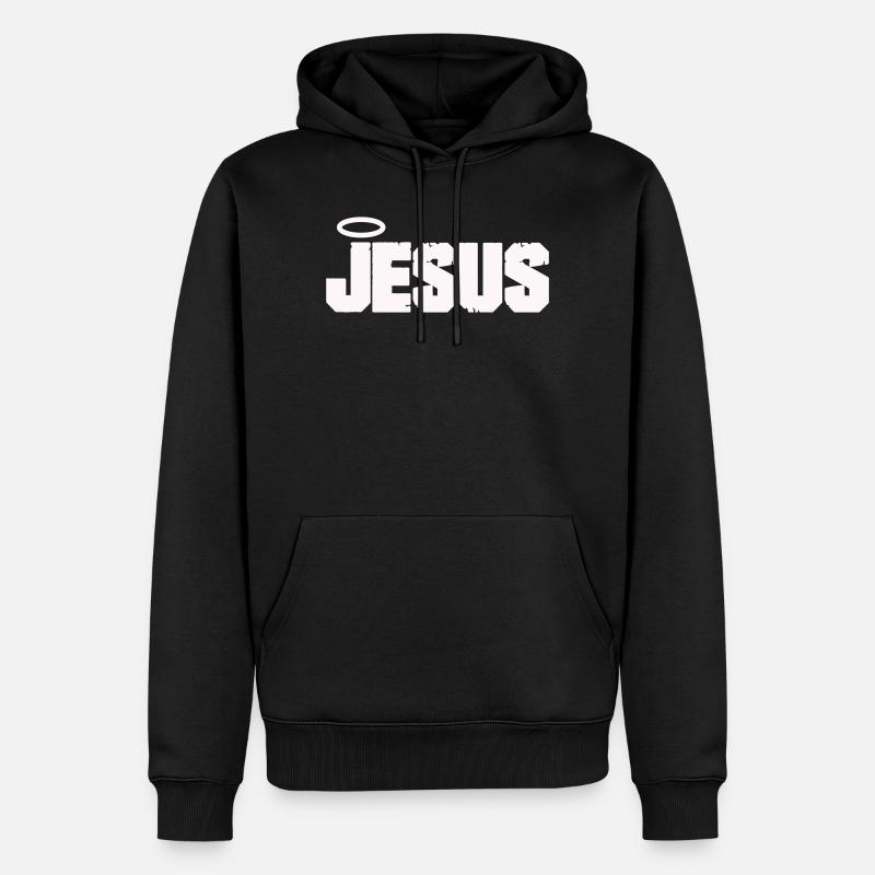 Lettres de Jésus avec auréole - Sweat à capuche Premium bio Homme - noir