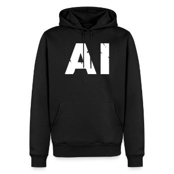 IA Intelligence Artificielle Texte Vecteur Grunge - Sweat à capuche Premium bio Homme - noir - Devant - Nico (187cm)