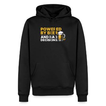 Powered By Beer And Bad Decisions Statement - Men’s Premium Organic Hoodie - black - Front - Nico (187cm)
