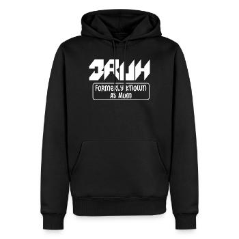 Blockiger Retro, früher bekannt als Mom - Männer Premium Bio Hoodie - Schwarz - Vorne - Nico (187cm)