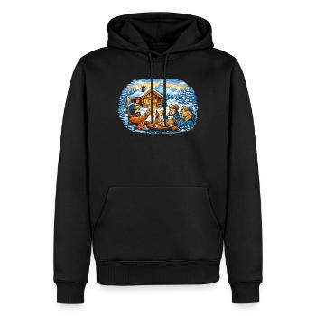 Après ski hut – vacances d’hiver entre amis - Sweat à capuche Premium bio Homme - noir - Devant - Nico (187cm)