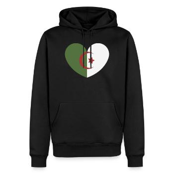 Drapeau du cœur de l’Algérie - Sweat à capuche Premium bio Homme - noir - Devant - Nico (187cm)