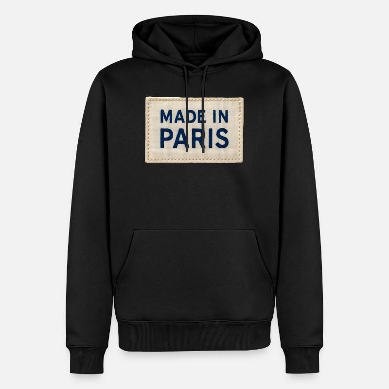 Patch Fait à Paris Tissu - Sweat à capuche Premium bio Homme - noir
