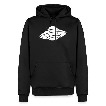 UFO Raumschiff Clean Silhouette Vektor - Männer Premium Bio Hoodie - Schwarz - Vorne - Nico (187cm)