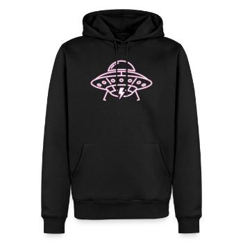 UFO Neon Pink Lightning Party Techno Vector - Sweat à capuche Premium bio Homme - noir - Devant - Nico (187cm)