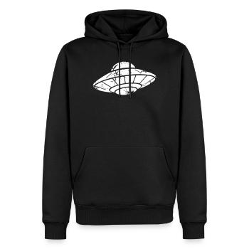 UFO Raumschiff Grunge Vintage Vektor - Männer Premium Bio Hoodie - Schwarz - Vorne - Nico (187cm)