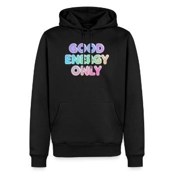 Seulement de l’énergie positive - Sweat à capuche Premium bio Homme - noir - Devant - Nico (187cm)