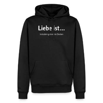 L’amour, c’est... néanmoins, des couvertures séparées - Sweat à capuche Premium bio Homme - noir - Devant - Nico (187cm)