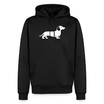 Dackel Silhouette – minimalistisches Hunde Design - Männer Premium Bio Hoodie - Schwarz - Vorne - Nico (187cm)