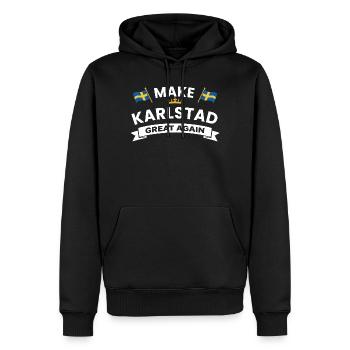 Karlstad Stor, wieder – Flagge und Krone - Männer Premium Bio Hoodie - Schwarz - Vorne - Nico (187cm)