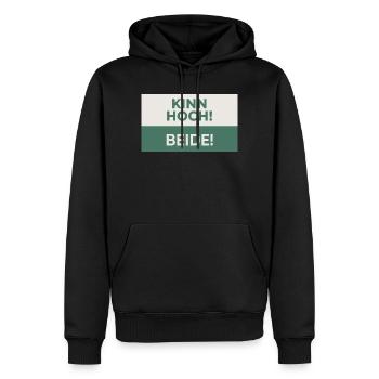 Kinn hoch! Beide! – Frecher Motivationsspruch - Männer Premium Bio Hoodie - Schwarz - Vorne - Nico (187cm)