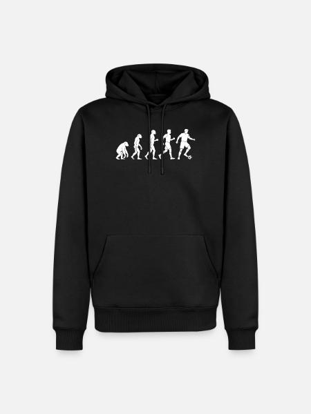 Evolution des Fußballspielers - Männer Premium Bio Hoodie - Schwarz