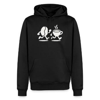 Koffein-Sprint: Bean & Cup Run - Männer Premium Bio Hoodie - Schwarz - Vorne - Nico (187cm)
