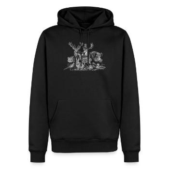 Silhouette des habitants de la forêt - Sweat à capuche Premium bio Homme - noir - Devant - Nico (187cm)
