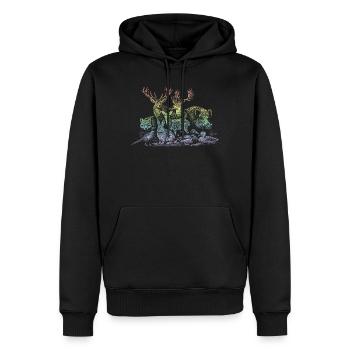 Herd of deer in the rainbow - Men’s Premium Organic Hoodie - black - Front - Nico (187cm)