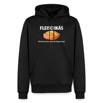FLEISCHKÄS Shirt – Saarländischer Dialekt - Männer Premium Bio Hoodie - Schwarz - Vorne - Nico (187cm)