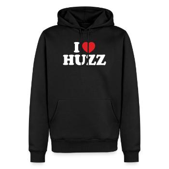 I Love le logo HUZZ I Heart Huzz Argot tendance - Sweat à capuche Premium bio Homme - noir - Devant - Nico (187cm)