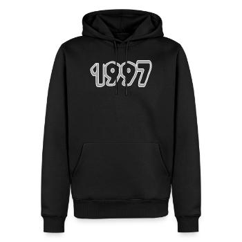 1997 - Männer Premium Bio Hoodie - Schwarz - Vorne - Nico (187cm)