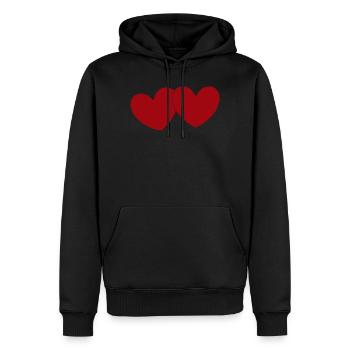 2 rote Herzen Herz rot Geschenk Valentinstag - Männer Premium Bio Hoodie - Schwarz - Vorne - Nico (187cm)