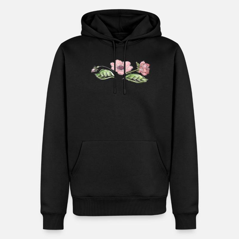 Vrille de fleur - Sweat à capuche Premium bio Homme - noir