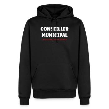Stadtrat Typo Black Bold - Männer Premium Bio Hoodie - Schwarz - Vorne - Nico (187cm)