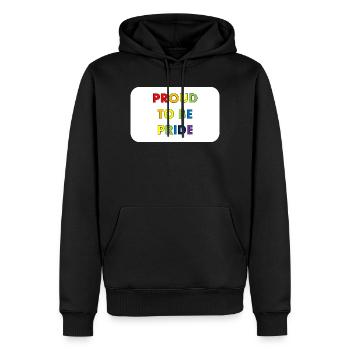 Proud to be Pride in rainbow style - Men’s Premium Organic Hoodie - black - Front - Nico (187cm)