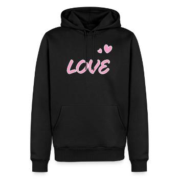 Pastellliebe und gezeichnete Herzen - Männer Premium Bio Hoodie - Schwarz - Vorne - Nico (187cm)
