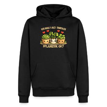 Motif comique des plantes avec cœur et dictons drôles - Sweat à capuche Premium bio Homme - noir - Devant - Nico (187cm)