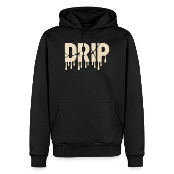 Texte liquide fondant style urbain - Sweat à capuche Premium bio Homme - noir - Devant - Nico (187cm)