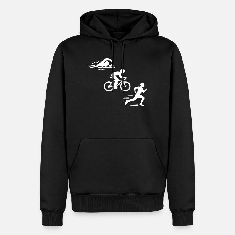 Triathlon Silhouette Triathlet - Männer Premium Bio Hoodie - Schwarz