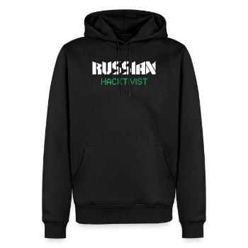 Russian Hacktivist Cyber Security Design - Männer Premium Bio Hoodie - Schwarz - Vorne - Nico (187cm)