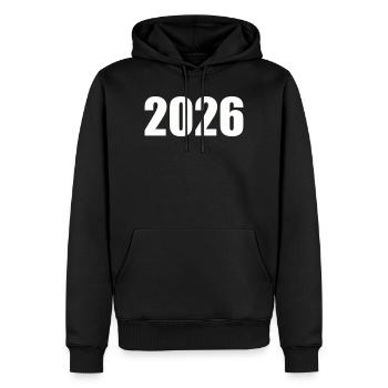 2026 - Men’s Premium Organic Hoodie - black - Front - Nico (187cm)