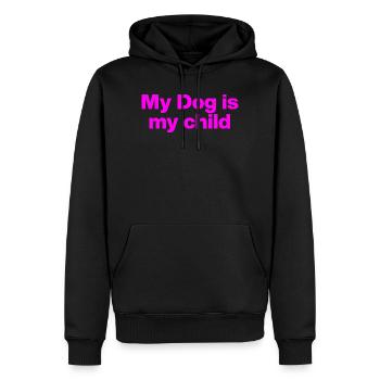 MON CHIEN EST MON ENFANT ! DOG LOVE DOG PARENTS LOVE - Sweat à capuche Premium bio Homme - noir - Devant - Nico (187cm)
