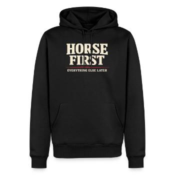Pferde Lifestyle Reiteridentität Stolzes Pferd - Männer Premium Bio Hoodie - Schwarz - Vorne - Nico (187cm)