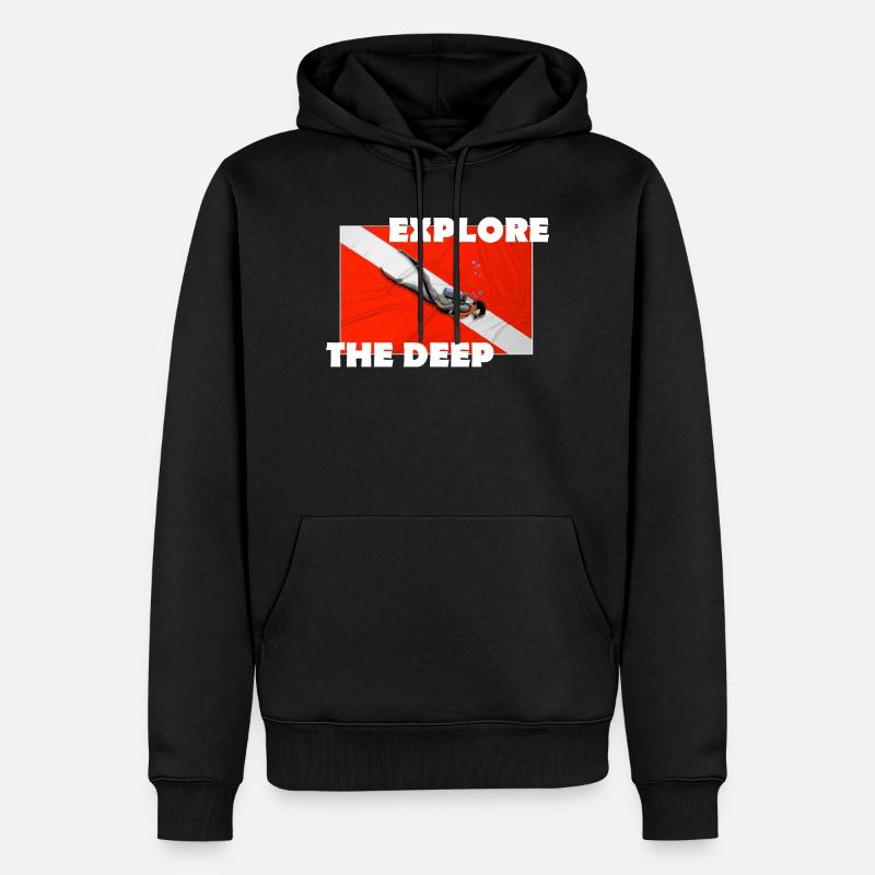 EXPLORE THE DEEP - Männer Premium Bio Hoodie - Schwarz