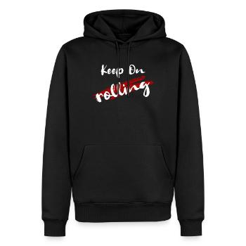 continuer - Sweat à capuche Premium bio Homme - noir - Devant - Nico (187cm)