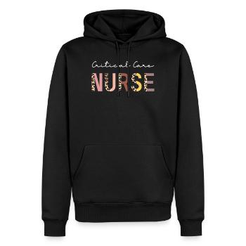 Critical Care Nurse CCN Boho Design - Men’s Premium Organic Hoodie - black - Front - Nico (187cm)