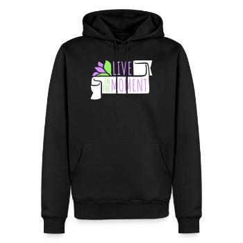 Live In The Moment Achtsamkeit Präsenz Bewusstsein - Männer Premium Bio Hoodie - Schwarz - Vorne - Nico (187cm)