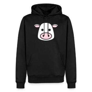 Mignonne Tête de Vache Visage Vector de la BD - Sweat à capuche Premium bio Homme - noir - Devant - Nico (187cm)