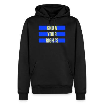 Connaissez vos droits Activisme Justice Liberté - Sweat à capuche Premium bio Homme - noir - Devant - Nico (187cm)
