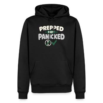 Le calme l’emporte sur la panique, le mode de vie, - Sweat à capuche Premium bio Homme - noir - Devant - Nico (187cm)
