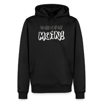 Moin : Une attitude nord-allemande envers la vie - Sweat à capuche Premium bio Homme - noir - Devant - Nico (187cm)