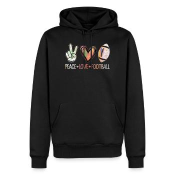 Peace Love Football Season Player Fan - Männer Premium Bio Hoodie - Schwarz - Vorne - Nico (187cm)