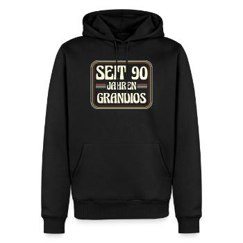 90 Jahre alt Geburtstag 90. Geburtstag - Männer Premium Bio Hoodie - Schwarz - Vorne - Nico (187cm)