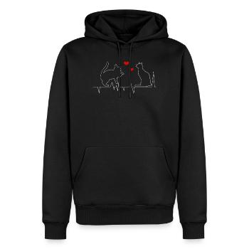 Chats, battement de cœur, cadeau pour l’amoureux des chats - Sweat à capuche Premium bio Homme - noir - Devant - Nico (187cm)