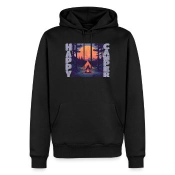 Campeur heureux - Sweat à capuche Premium bio Homme - noir - Devant - Nico (187cm)