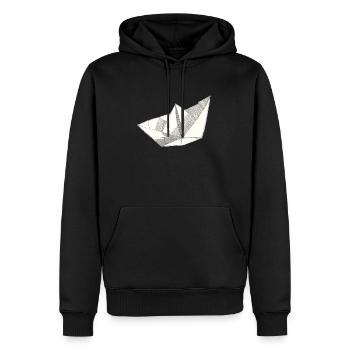 Paper Ship - Men’s Premium Organic Hoodie - black - Front - Nico (187cm)